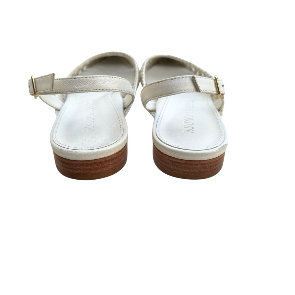 MARION PARKE Patty Slingback Flat Sandals White Braided Leather - Picture 12 of 16